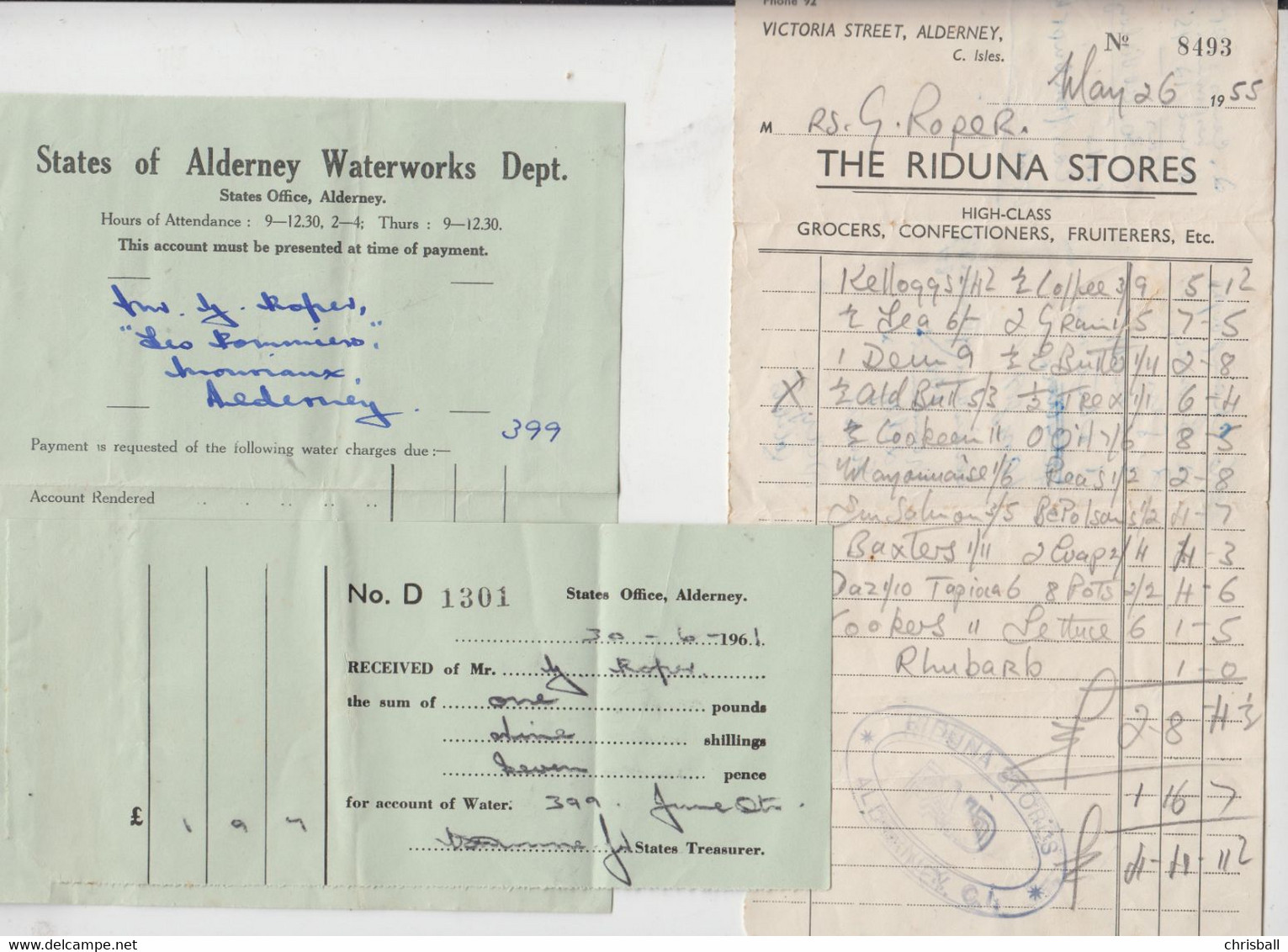 Alderney 1950/60's Invoices Series Of 2 - Europa