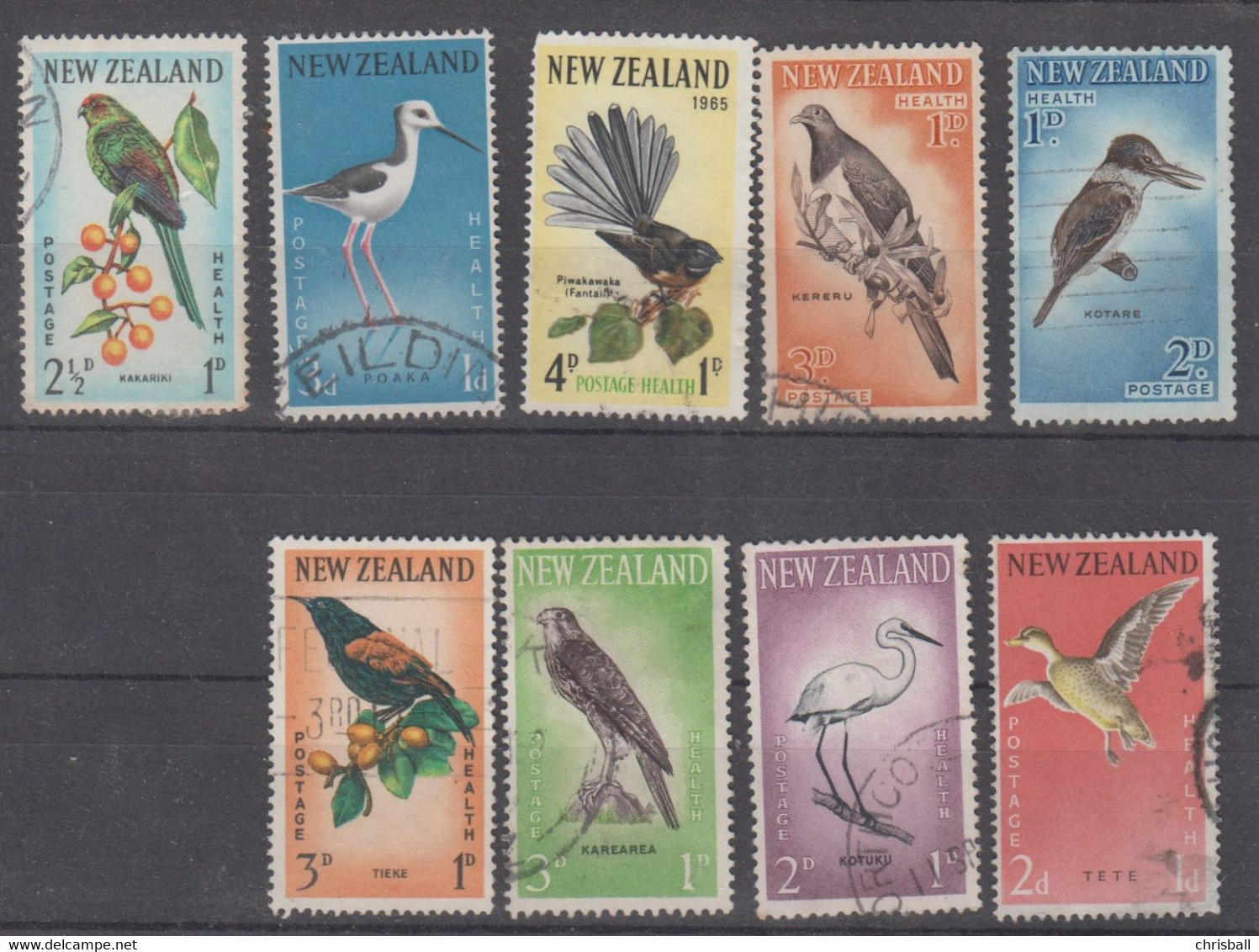 New Zealand 9 Commercial Used 'Birds' - Verzamelingen & Reeksen