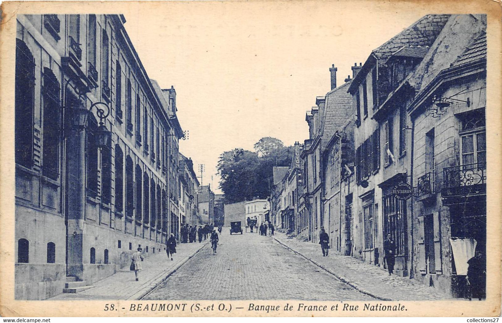 95-BEAUMONT-BANQUE DE FRANCE ET RUE NATIONALE - Beaumont Sur Oise