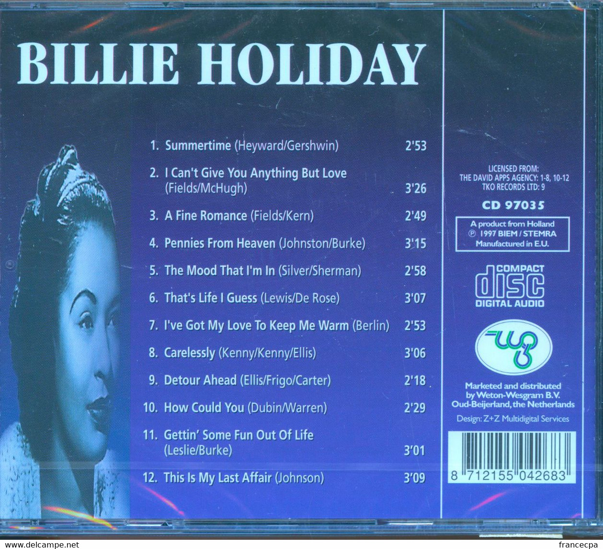 007 - CD BILLIE HOLIDAY - Neuf Sous Blister Scellé. - Collector's Editions
