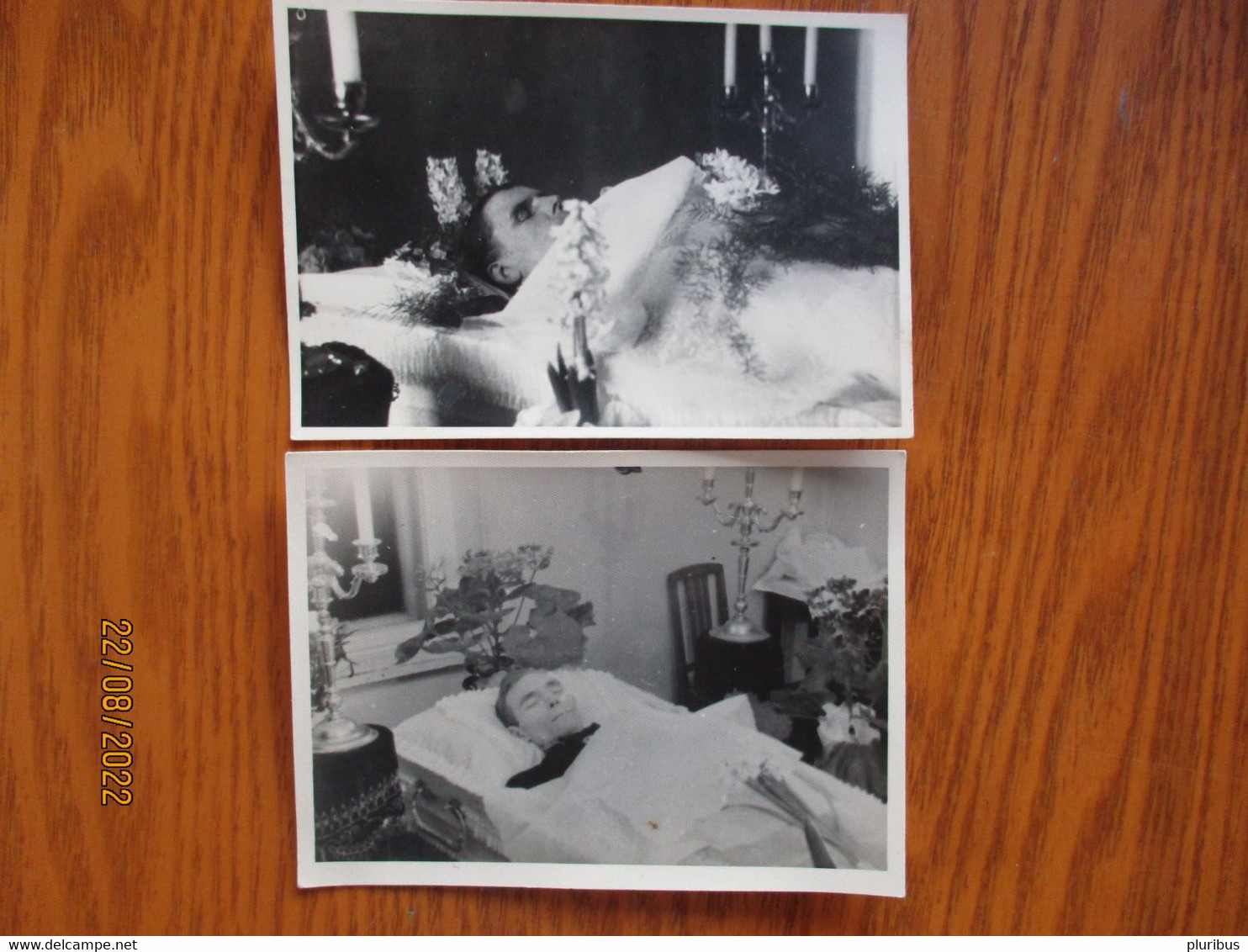 Funeral  POST MORTEM DEAD MAN IN COFFIN, 2X SMALL SIZE REAL PHOTO 8,5X6 CM - Funeral