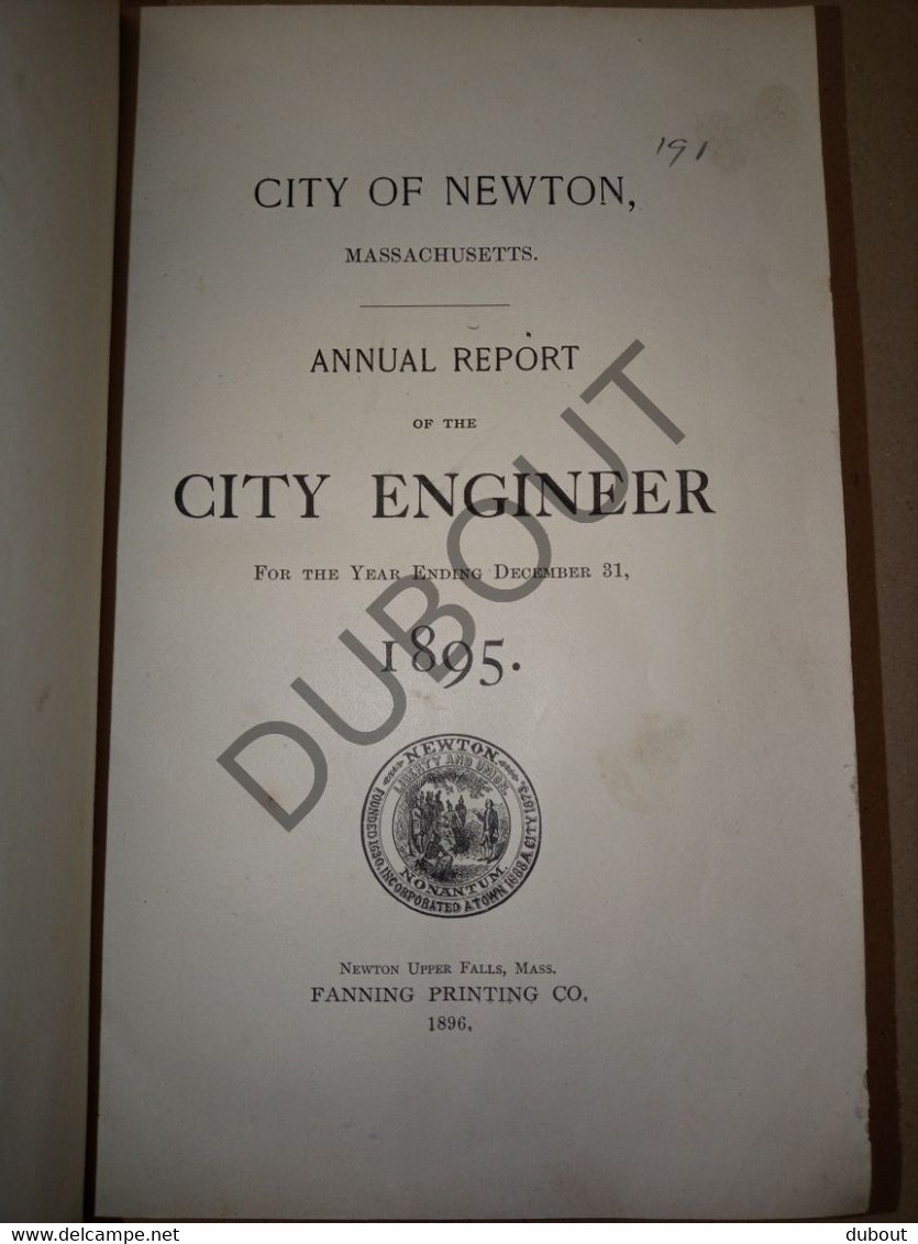 USA: City Of Newton, Massachusetts, Annual Report City Engineer - 1895 (S198) - Architecture/ Design