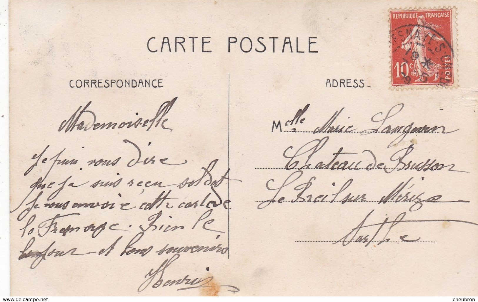 72. LA FRESNAYE SUR CHEDOUET. RARETE. CARTE FANTAISIE. " UNE PENSEE DE LA FRESNAYE ". BRILLANTS. PAILLETTES. ANNEE 1909 - La Fresnaye Sur Chédouet