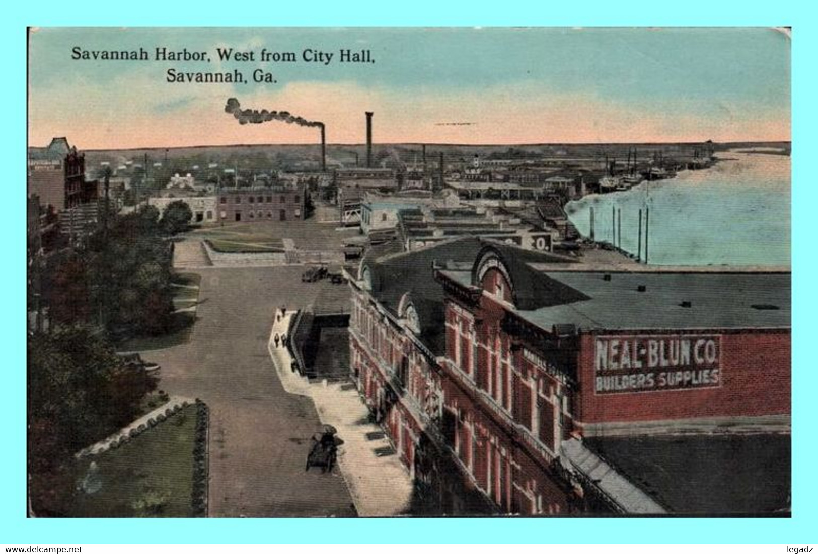 Vintage Postcard - Savannah (GA - Georgia) - Harbor West From City Hall - Savannah