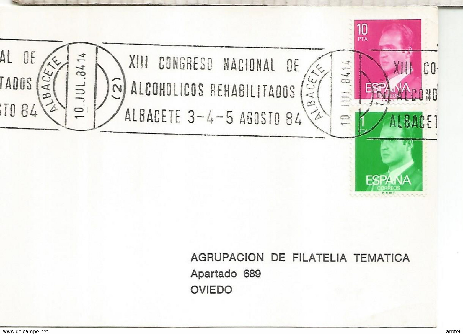 ESPAÑA 1984 MAT RODILLO ALBACETE ALCOHOLICOS REHABILITADOS ALCOHOL DROGA - Drugs