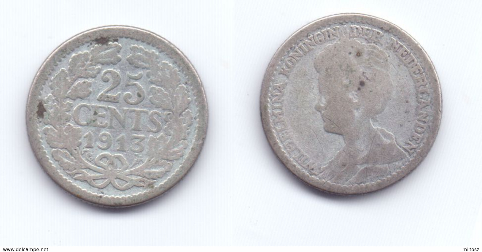 Netherlands 25 Cents 1913 - 25 Centavos