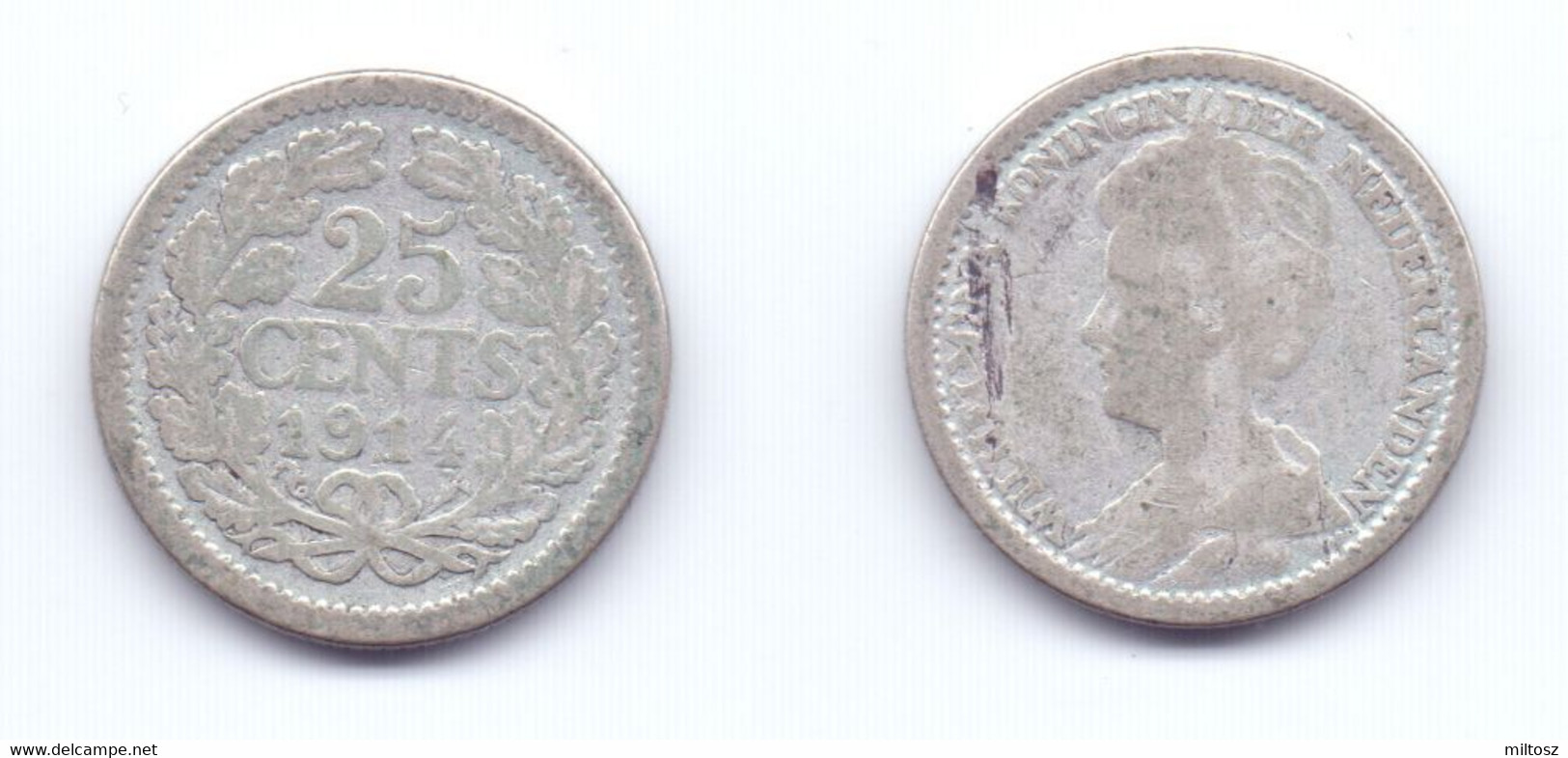 Netherlands 25 Cents 1914 - 25 Centavos