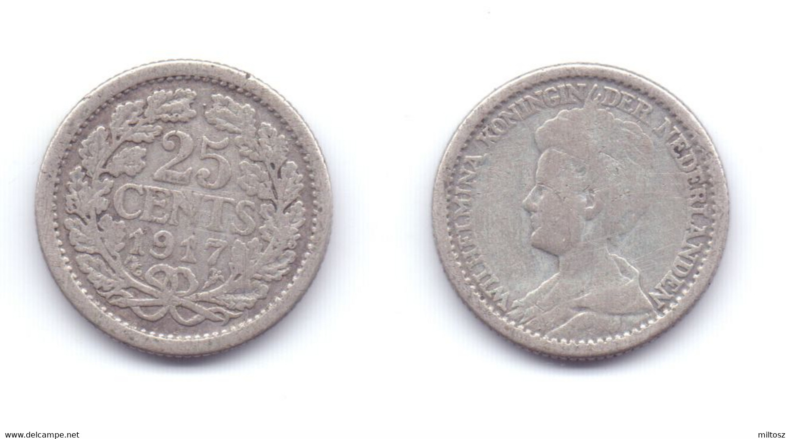 Netherlands 25 Cents 1917 - 25 Centavos