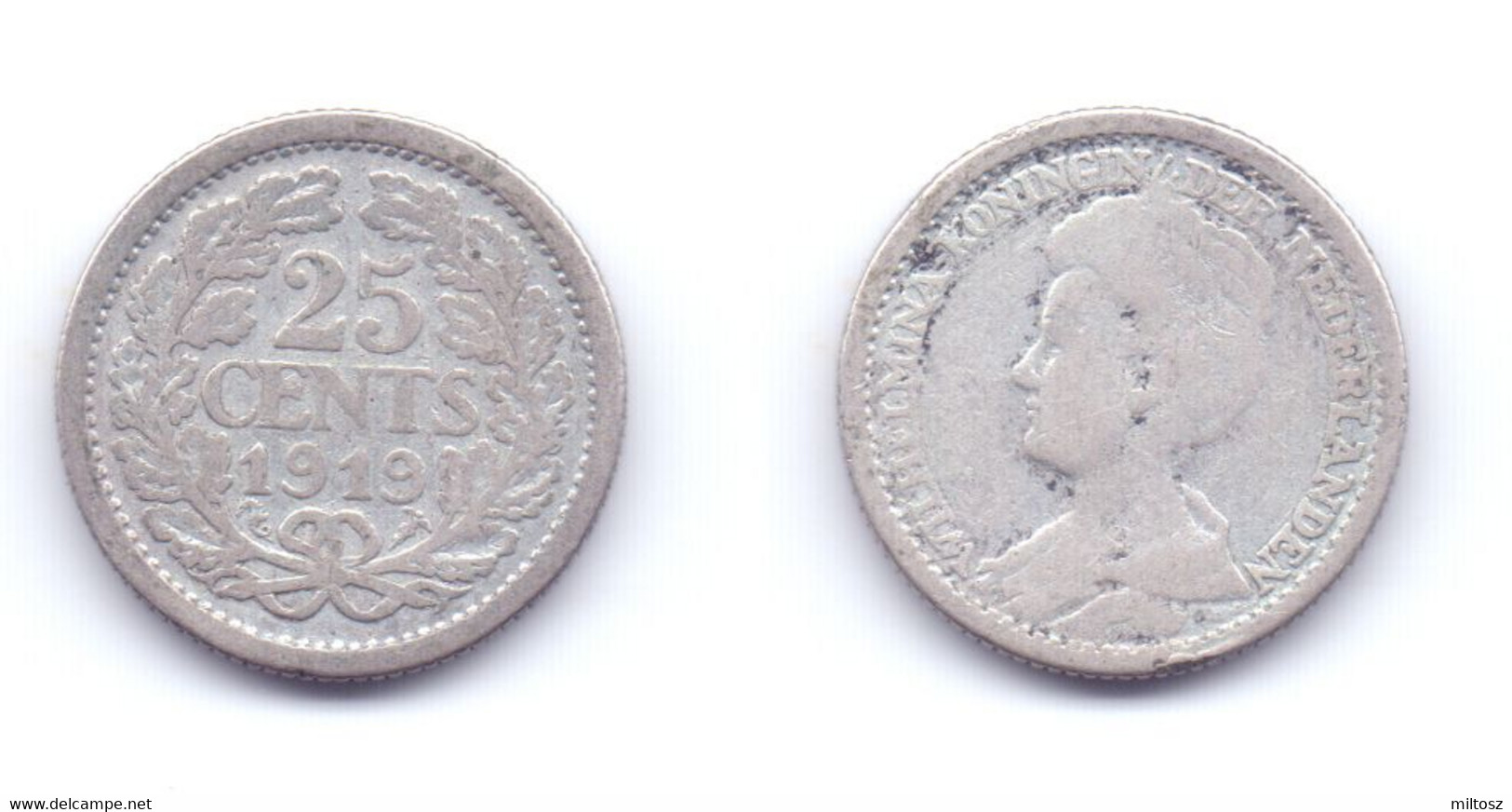 Netherlands 25 Cents 1919 - 25 Centavos