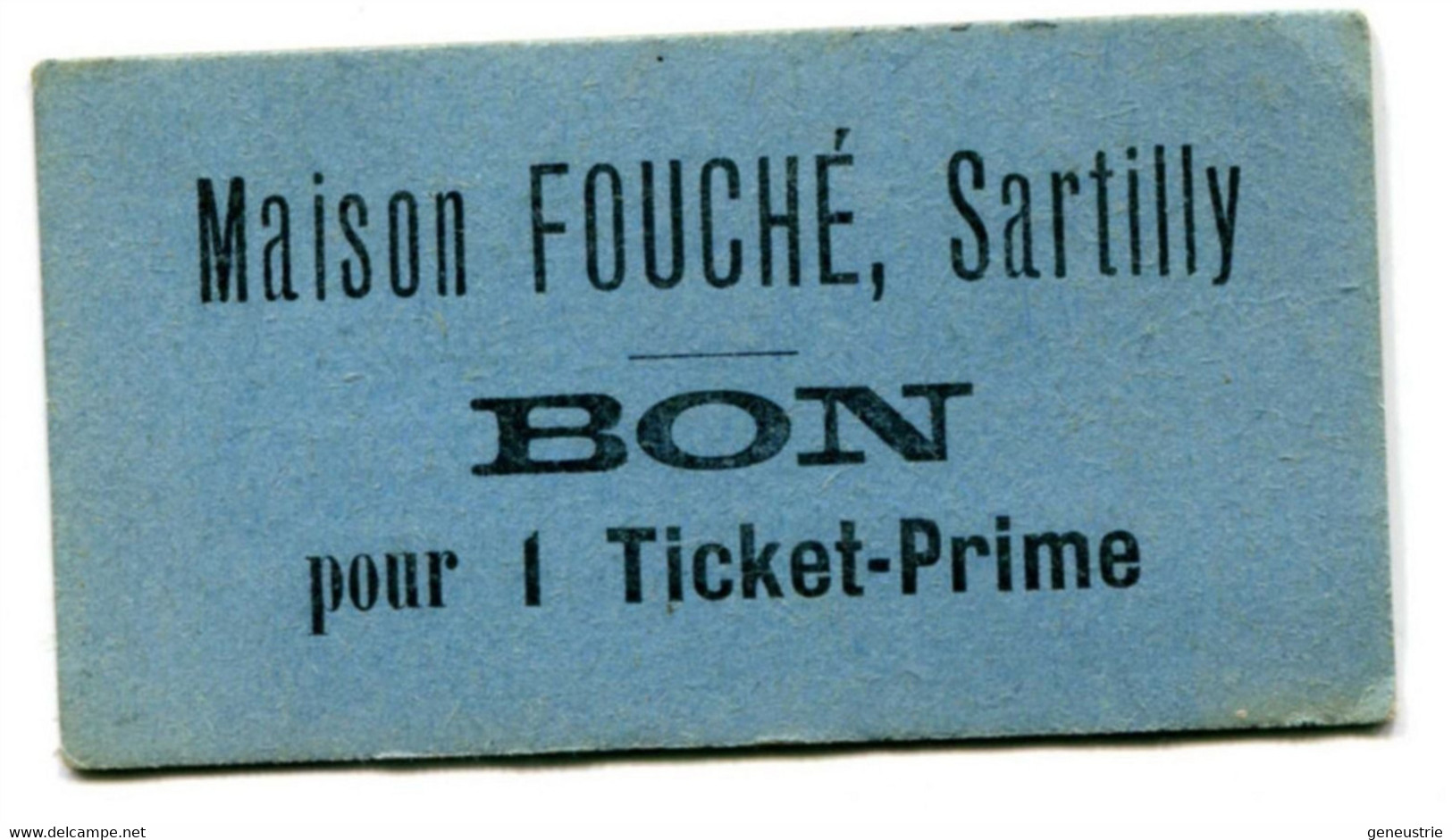 Rare Jeton De Nécessité Carton "Maison Fouché Sartilly - Bon Pour 1 Ticket-Prime" Entre Avranches Et Granville - Monétaires / De Nécessité