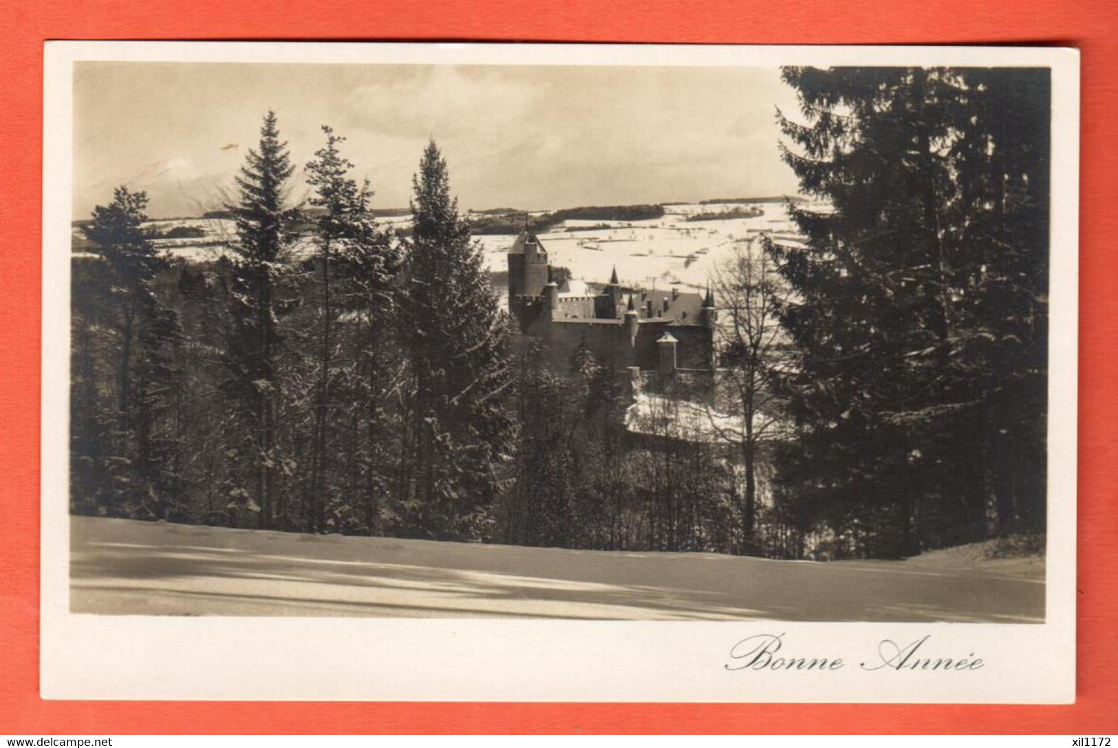 ZRR-16 Lucens Le Château Sous La Neige  Carte De Bonne Année  NC  Thévoz  Sans Numéro - Lucens