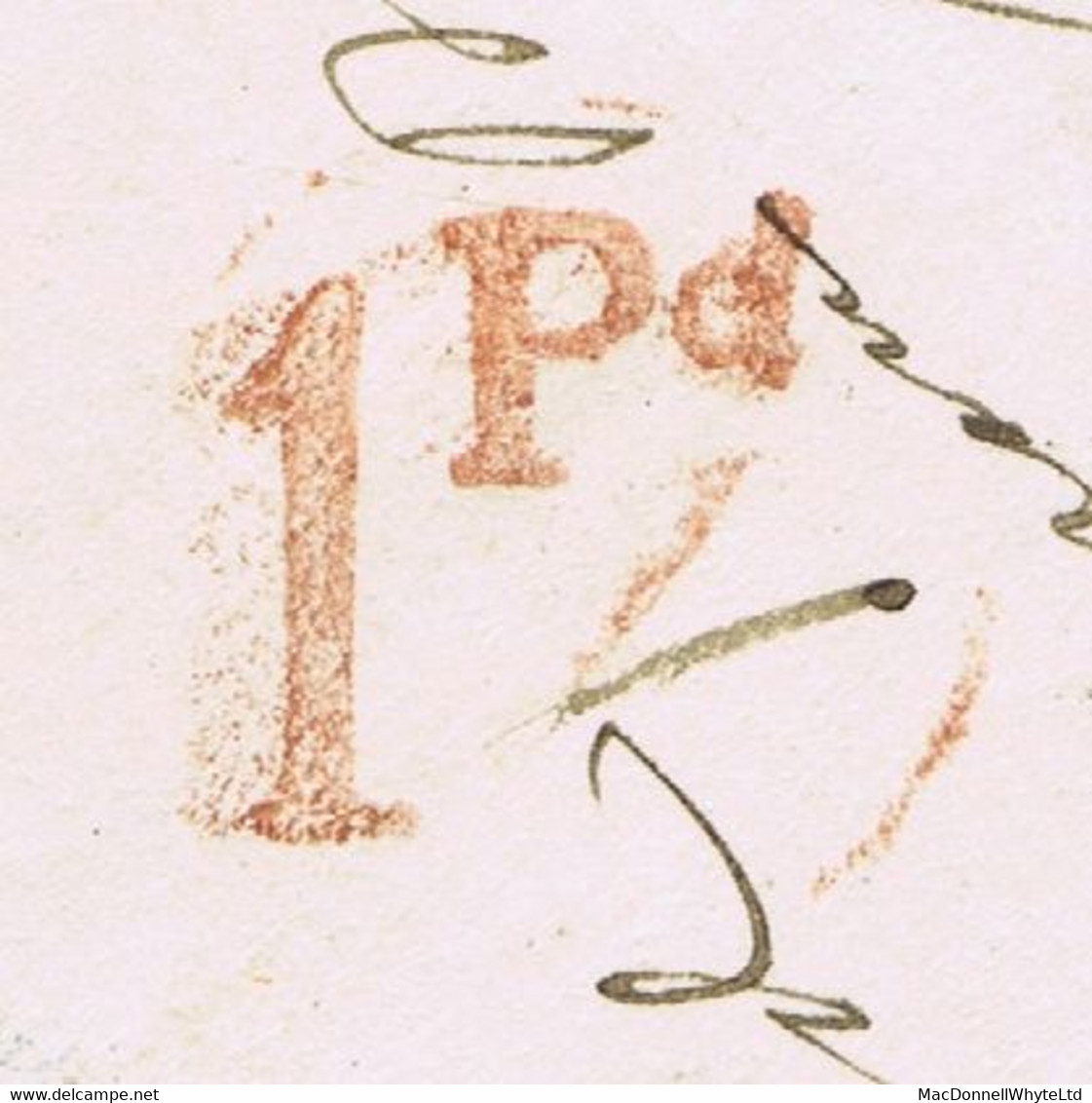 Ireland Louth Uniform Penny Post 1849 Distinctive Dundalk "1Pd" UPP Hs In Red On Cover To Drogheda, DUNDALK AU 25 1849 - Prefilatelia