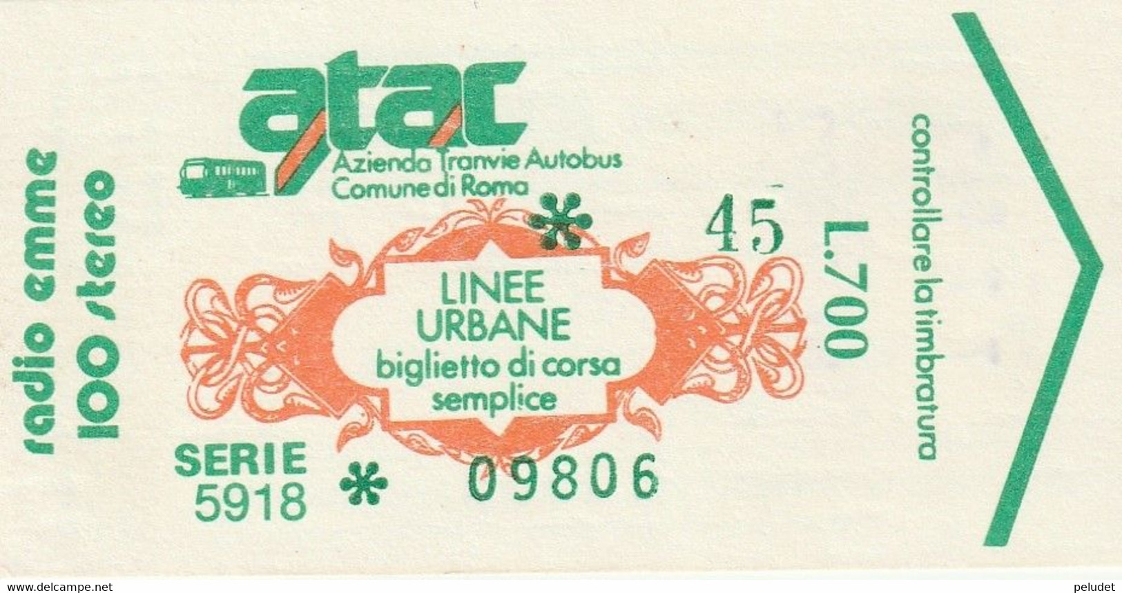 Italia - Ticket - Atac - Linee Urbane - Roma - Europa
