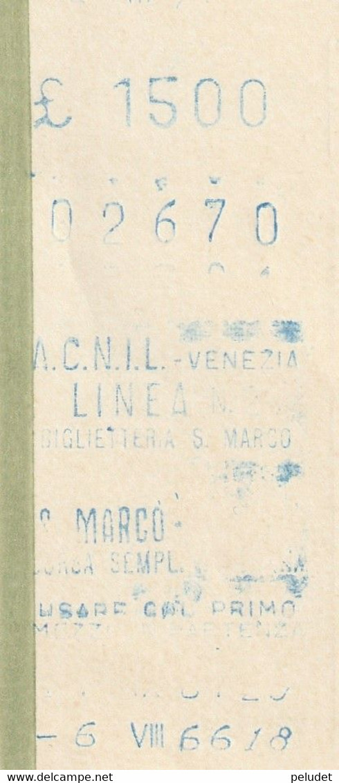 Italia - Ticket - Venezia - 1986 - ACNIL - S. Marco - L1500 - Europa