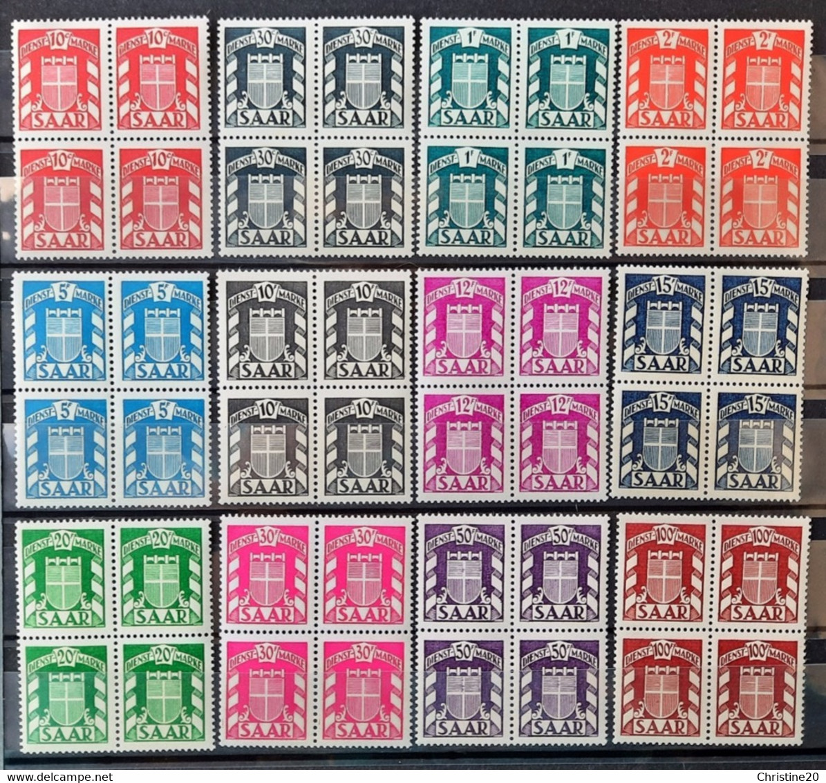 Sarre 1949 Service N°27/38 Bloc De 4 **TB Cote 592€ - Dienstmarken