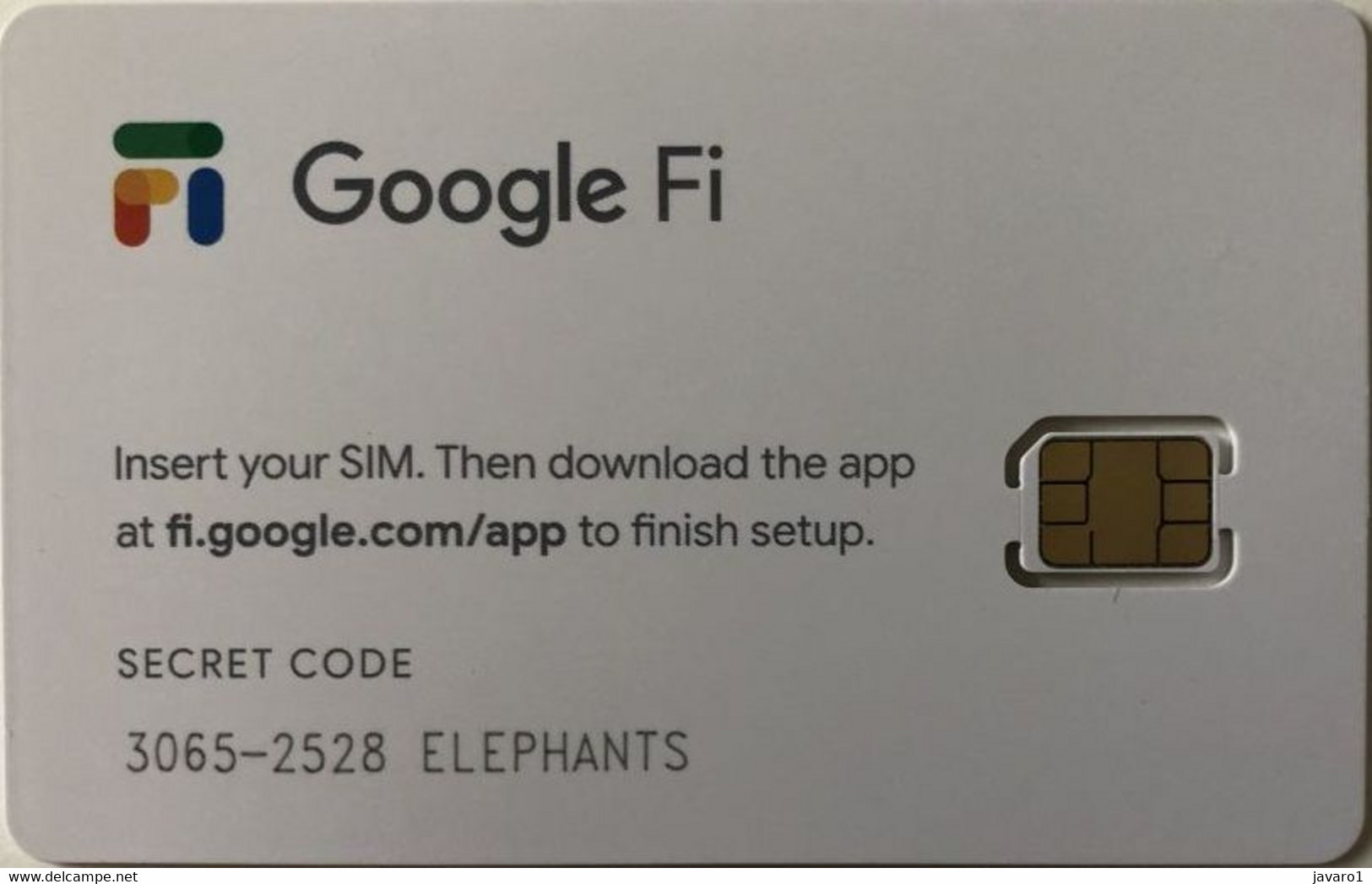 USA : GSM  SIM CARD  : GOOGLE FI     MINT (has 10$ Credit) ELEPHANTS - [2] Chip Cards