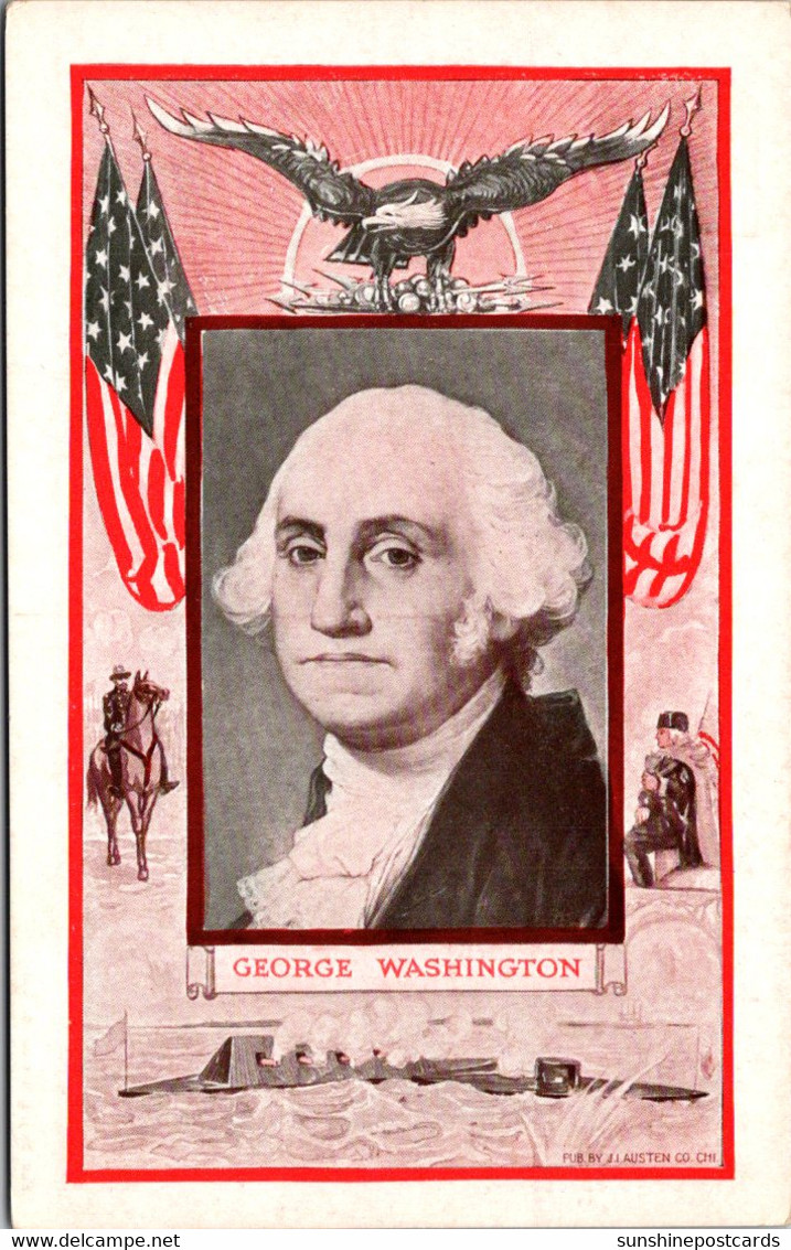 George Washington With Flags And Eagle - Presidenten