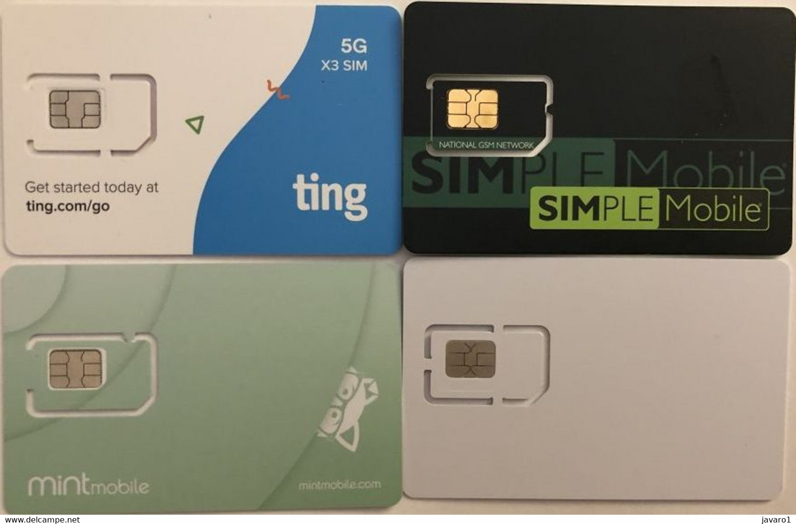 USA : GSM  SIM CARD  : 4 Cards  A Pictured (see Description)   MINT ( LOT E ) - [2] Chip Cards