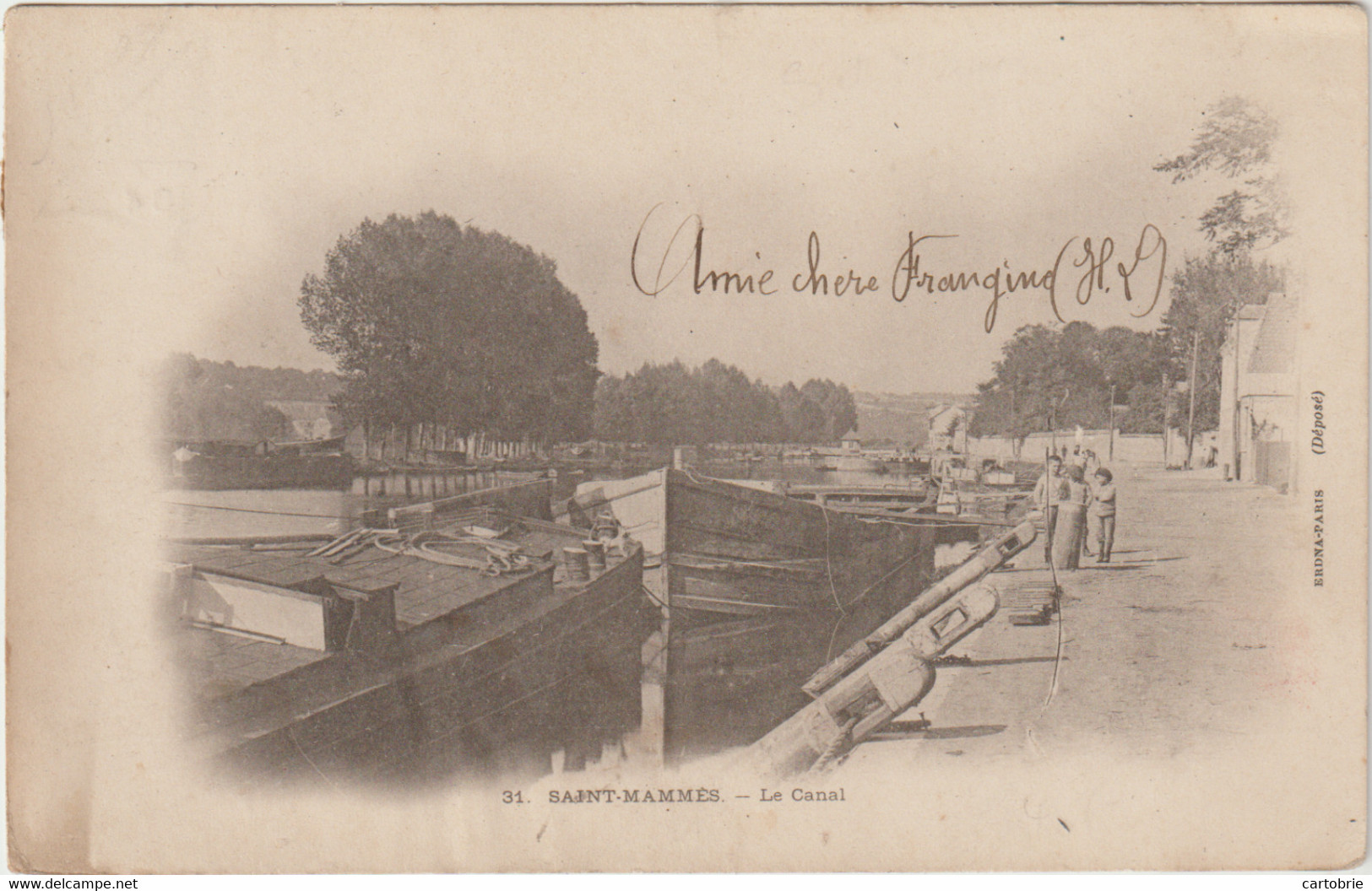 Dépt 77 - SAINT-MAMMÈS - Le Canal  - (péniches) - Carte Précurseur - Saint Mammes