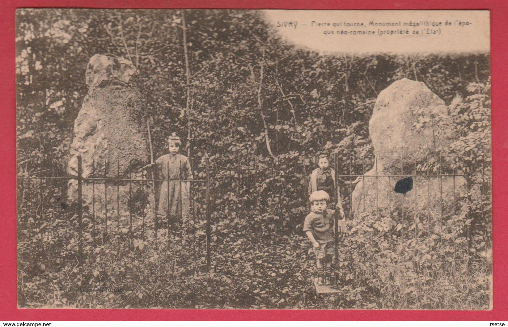 Sivry - Pierre Qui Tourne - Monument Mégalithiques ... Animée / 3 Enfants - 1924 ( Voir Verso ) - Sivry-Rance