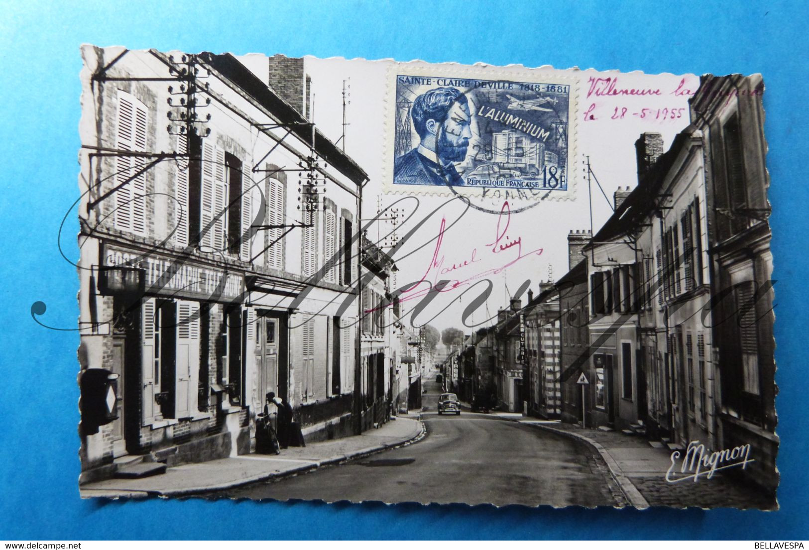 Villeneuve La Guyard La Grande Rue Et La Poste. 1955- D89 - Other & Unclassified