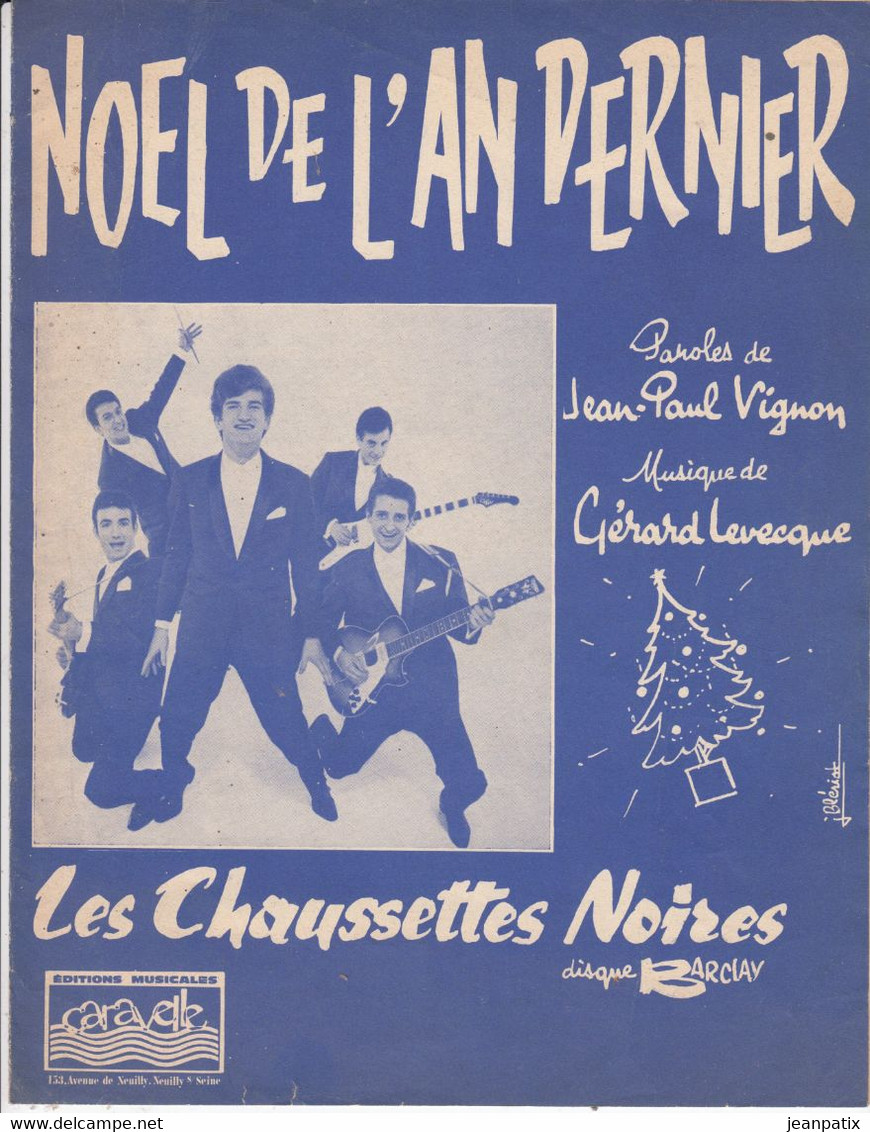 Partition Musique -  Les Chaussettes Noires Avec Eddy Mitchell - Noël De L'an Dernier - Vocales