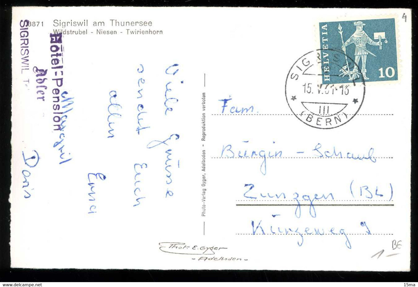 Sigriswil Am Thunersee Wildstrubel Niesen Twirienhorn 1961 Arthur Baur - Sigriswil