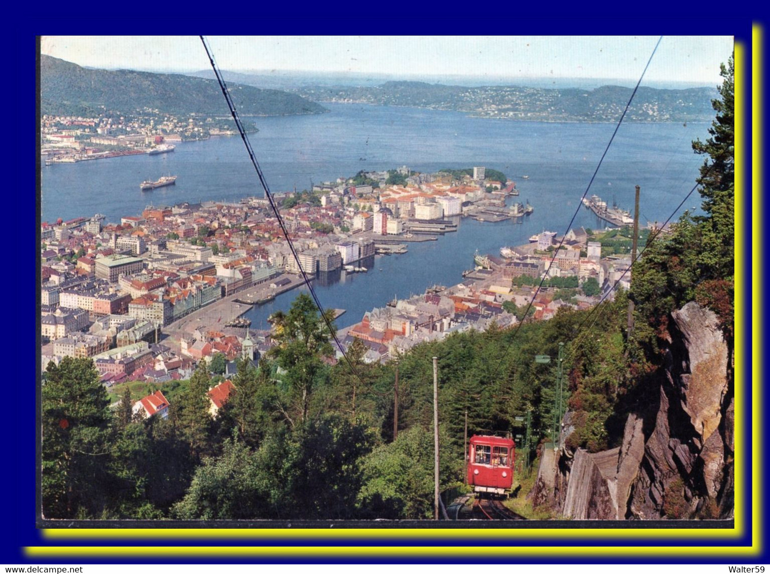 1964 Norge Norway Postcard Bergen Floybanen Posted To Scotland 3scans - Covers & Documents