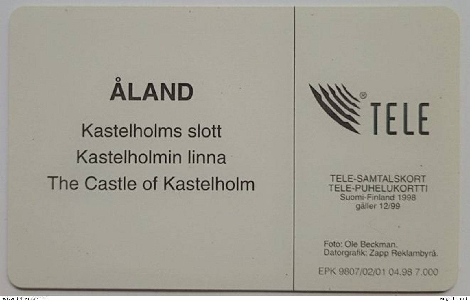 Aland Tele Samtalskort  30  " The Kastelholm Castle " - Aland