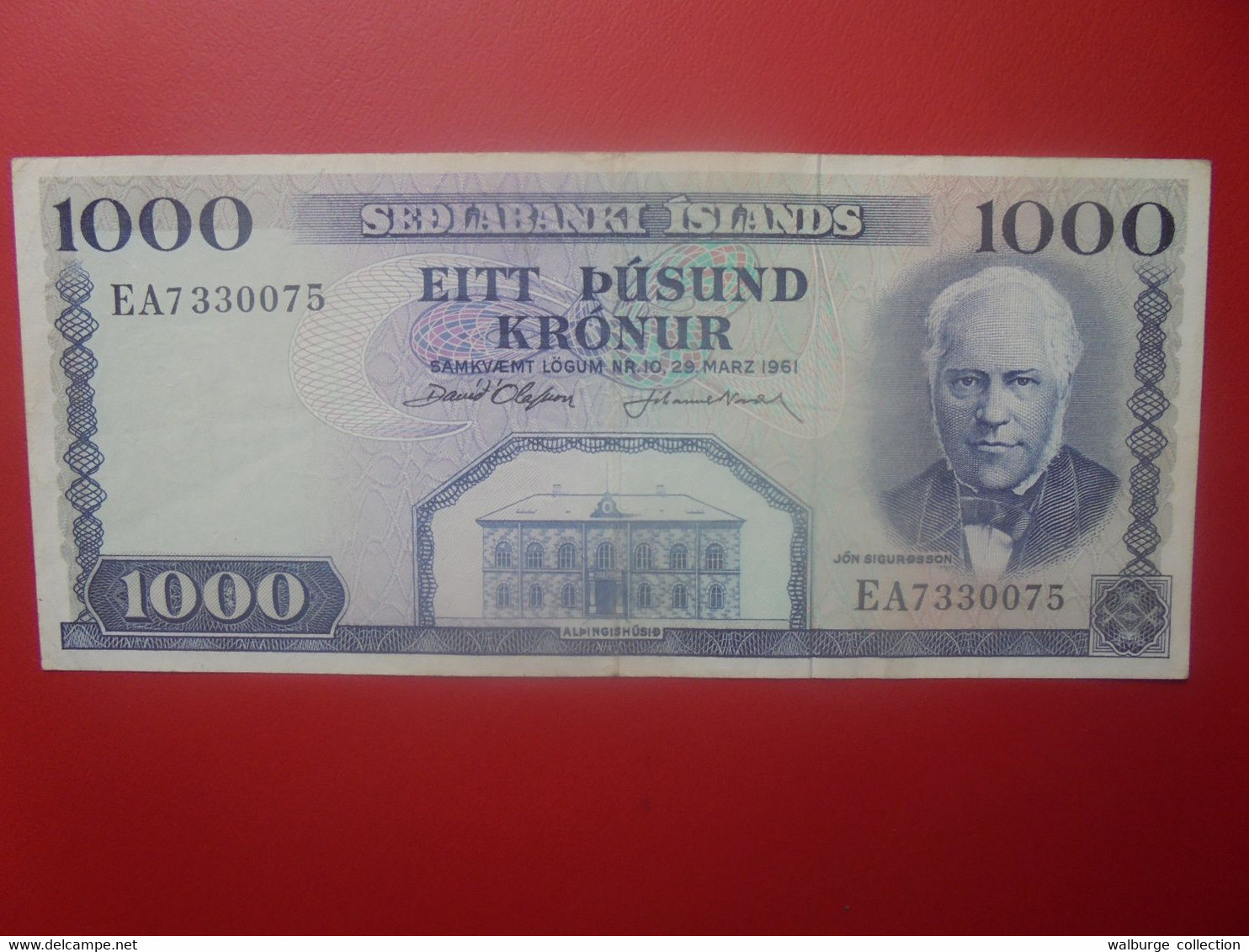 ISLANDE 1000 KRONUR 1961 Circuler (L.8) - Islandia