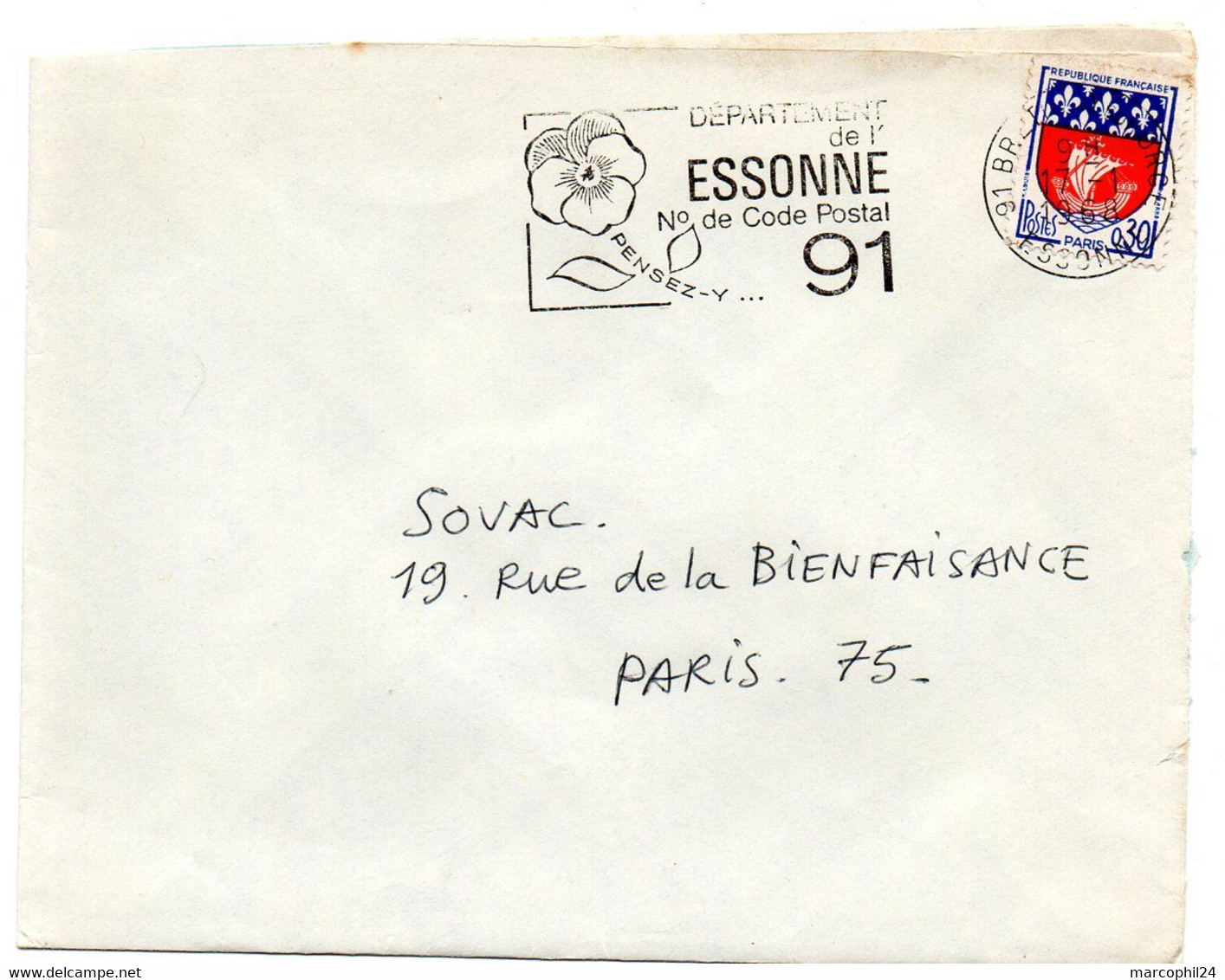 ESSONNE - Dépt N° 91 = BRETIGNY Sur ORGE 1968 = FLAMME Codée = SECAP  ' N° De CODE POSTAL / PENSEZ-Y ' - Code Postal