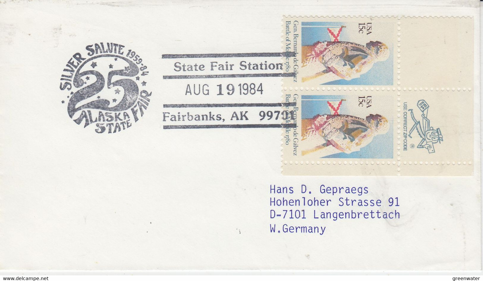 Alaska Fairbanks 1984 Cover State Fair Station Ca Fairbanks Aug 19 1984 (FB157D) - Événements & Commémorations