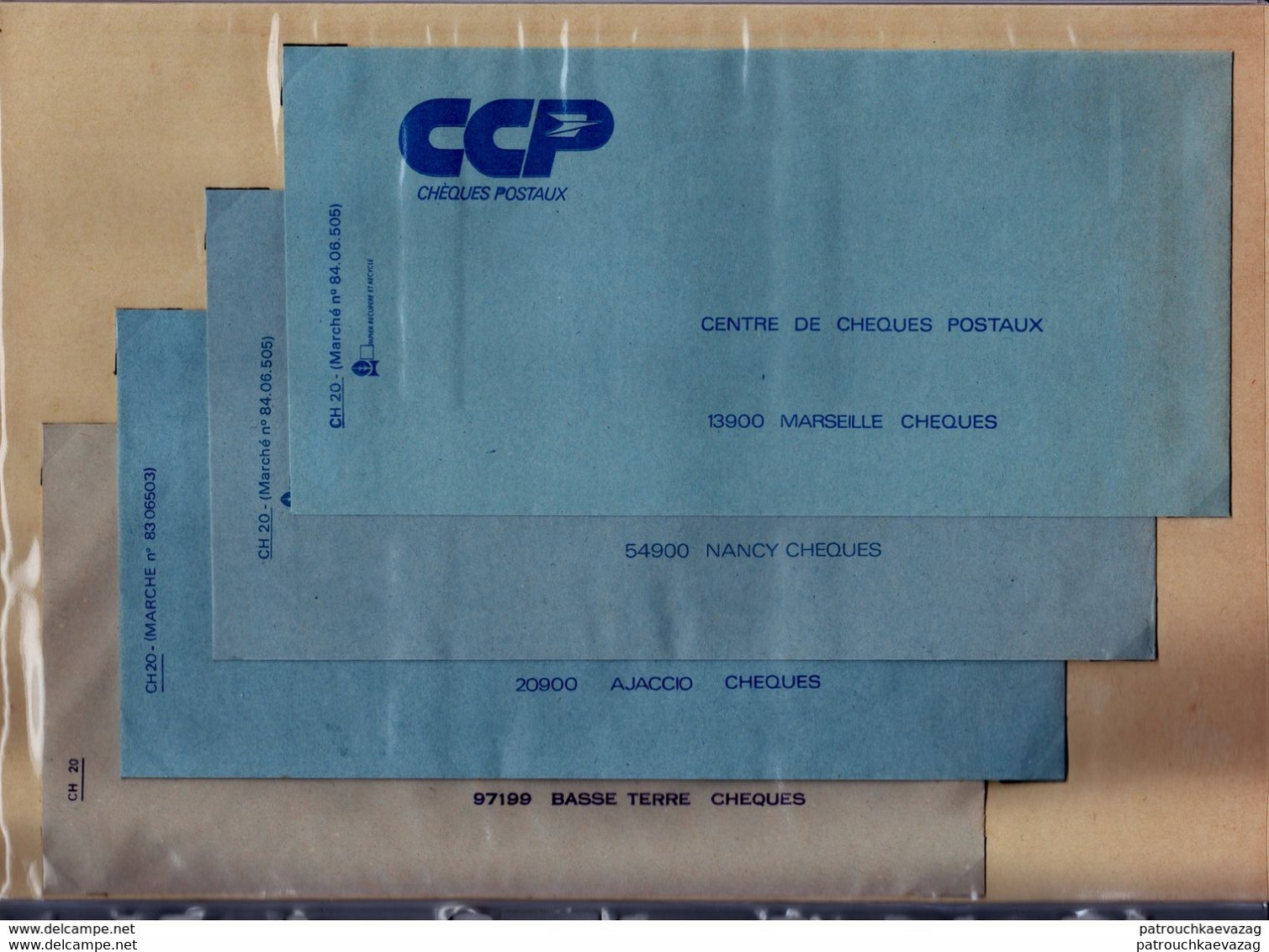 France - RARE - Ensemble De 24 Enveloppes Bleues De La Poste Années 80, Correspondance Avec Divers Centres De Chèques - Verzamelingen En Reeksen: PAP