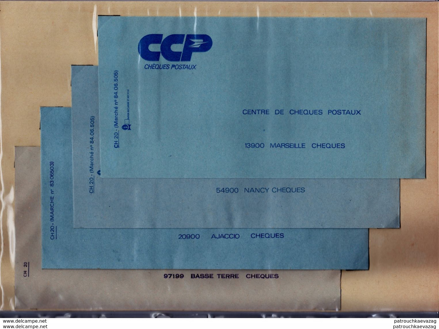 France - RARE - Ensemble De 24 Enveloppes Bleues De La Poste Années 80, Correspondance Avec Divers Centres De Chèques - Lots Et Collections : Entiers Et PAP