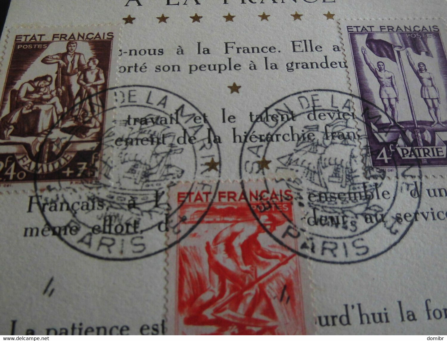 FRANCE Rare Carte FDC 1943 TRAVAIL-FAMILLE-PATRIE Oblitération Premier Jour - Covers & Documents