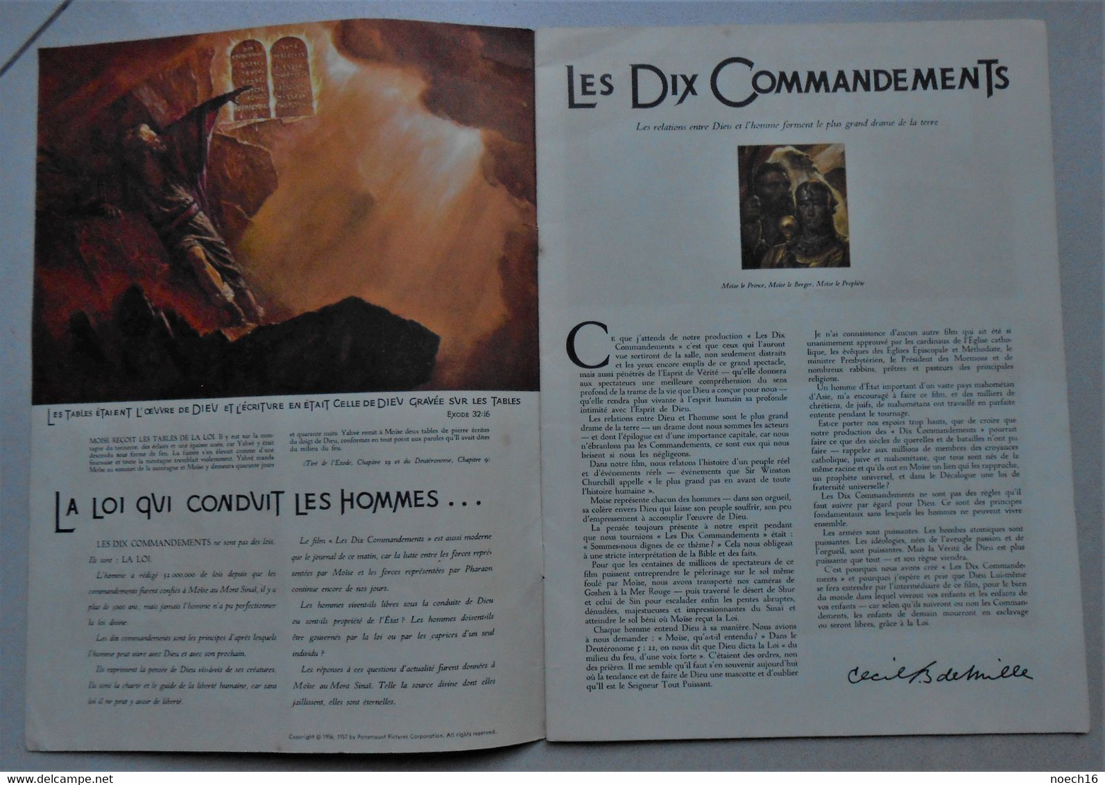 Les Dix Commandements Charlton Heston- Cecil B. De Mille  Brochure Promotionnelle Du Film 1957 En Français - Publicité Cinématographique