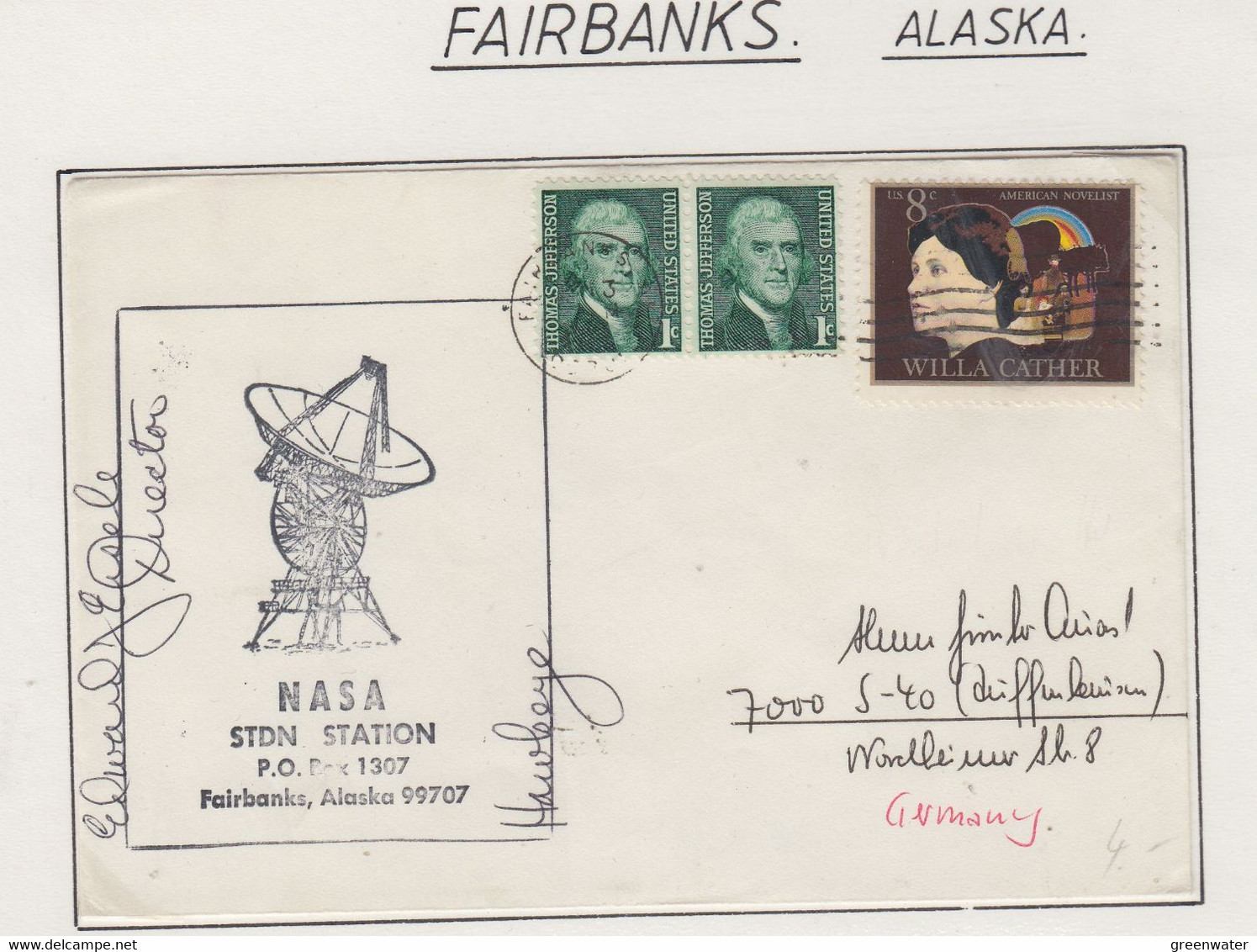 USA Cover NASA Station Fairbanks Alaska 2 Signatures  (FB158B) - Amérique Du Nord