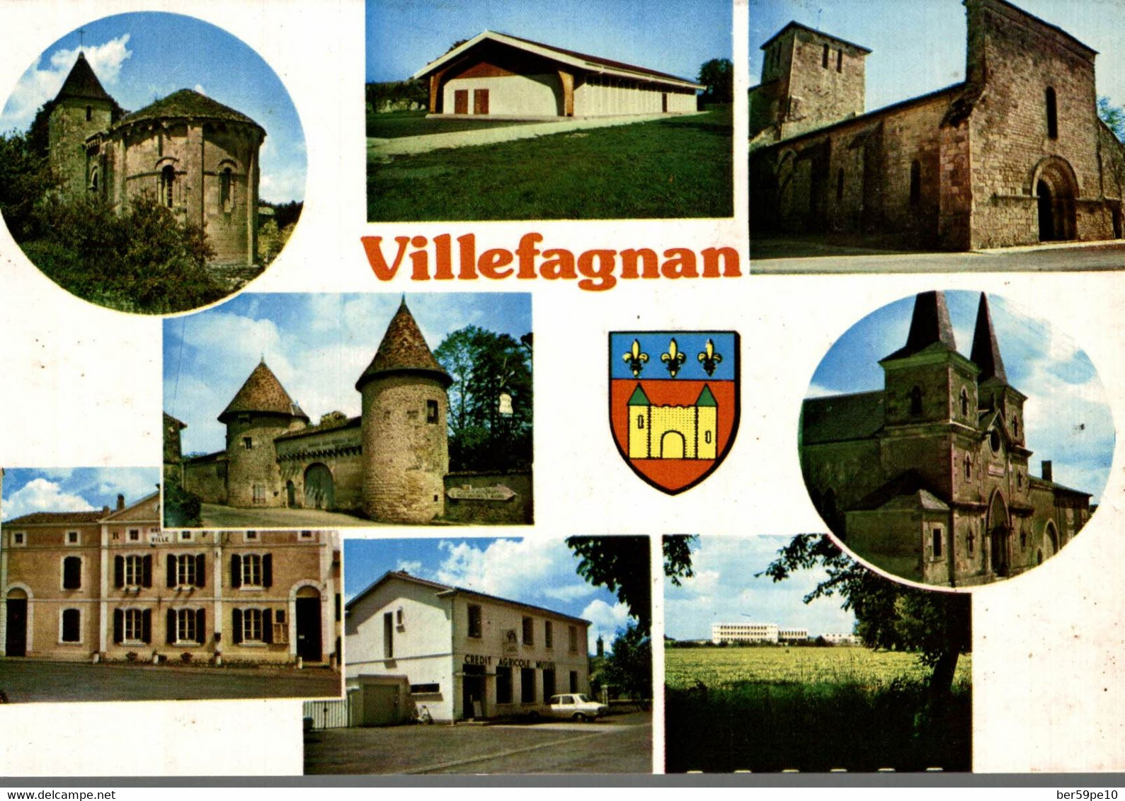 16 VILLEFAGNAN EGLISE D'EMPURE LA SALLE DES FETES L'EGLISE LE CHATEAU LE TEMPLE HOTEL DE VILLE CREDIT AGRICOLE - Villefagnan