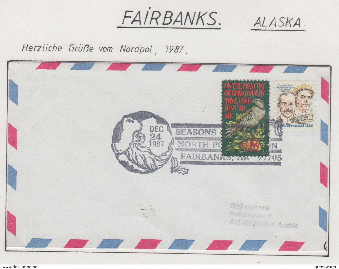 USA Alaska 1987 Cover Seasons Greetings Ca Fairbanks DEC 24 1987  (FB161A) - Événements & Commémorations