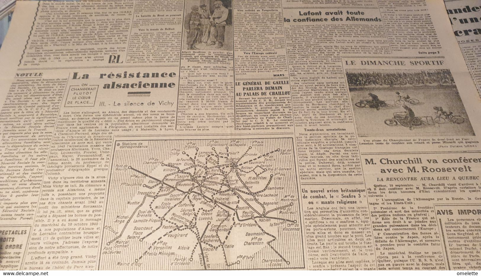 PARISIEN LIBERE 44/ PLANS ALLEMANDS/FRONT CONTINU/PRISONNIERS ET POLITIQUE BLANCPAIN/RESISTANCE ALSACE/LAFONT GESTAPO - Informations Générales