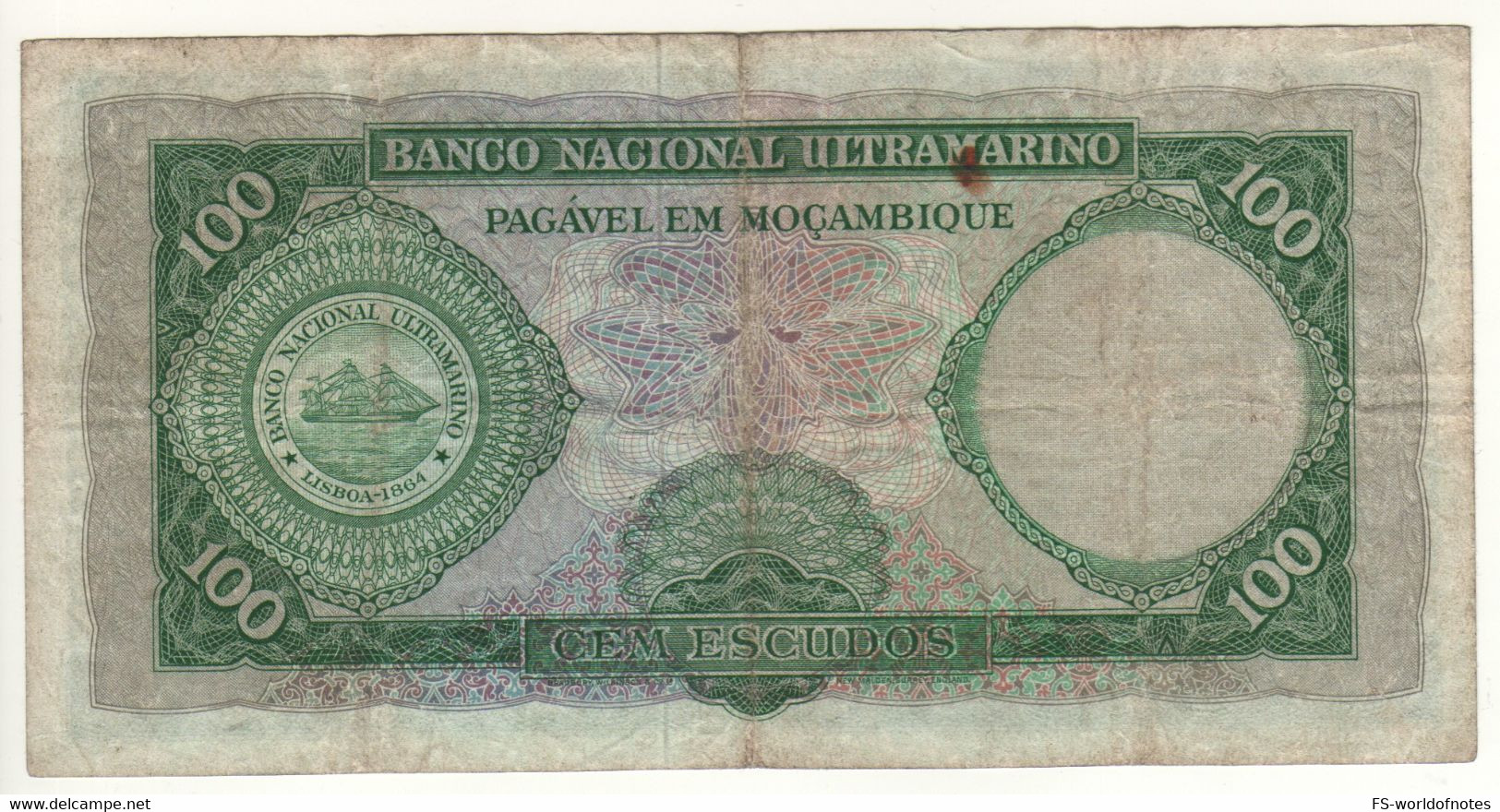 MOZAMBIQUE  100 Escudos  P109a  Dated 27.03.1961  (  Aires De Ornelas ) - Mozambique