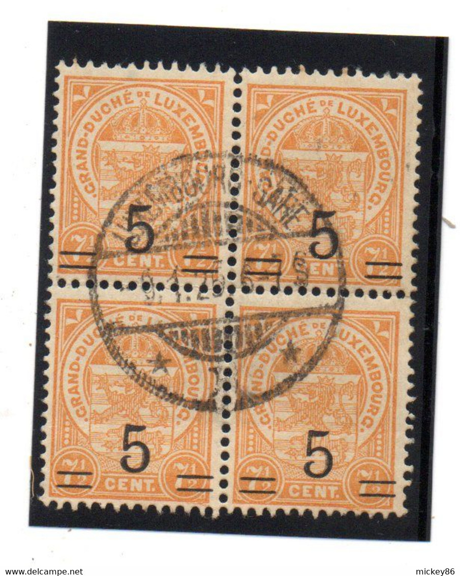 Luxembourg--1925-- 7 1/2  écusson Surchargé 5 --bloc De 4   Cachet Central  LUXEMBOURG-GARE".......à Saisir - 1907-24 Coat Of Arms