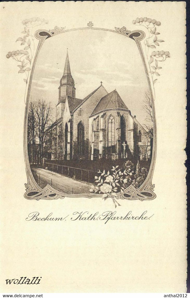 Rarität Passapartout Rahmen Karth. Pfarrkirche Beckum Um 1910 Gezackt W. Schwinn - Beckum