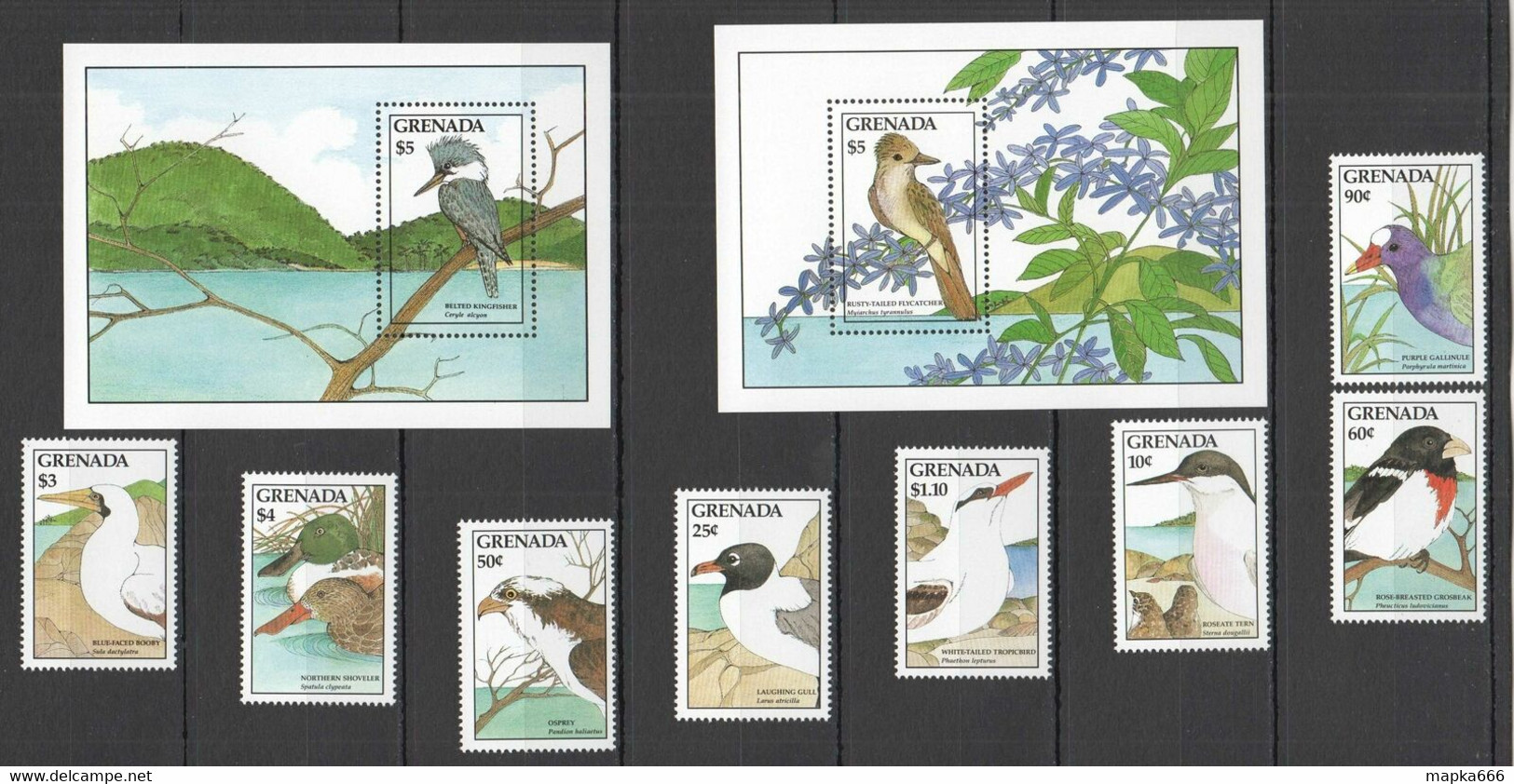 PM103 1988 GRENADA FAUNA BIRDS #1744-51 MICHEL 27 EURO 1SET+2BL MNH - Other & Unclassified