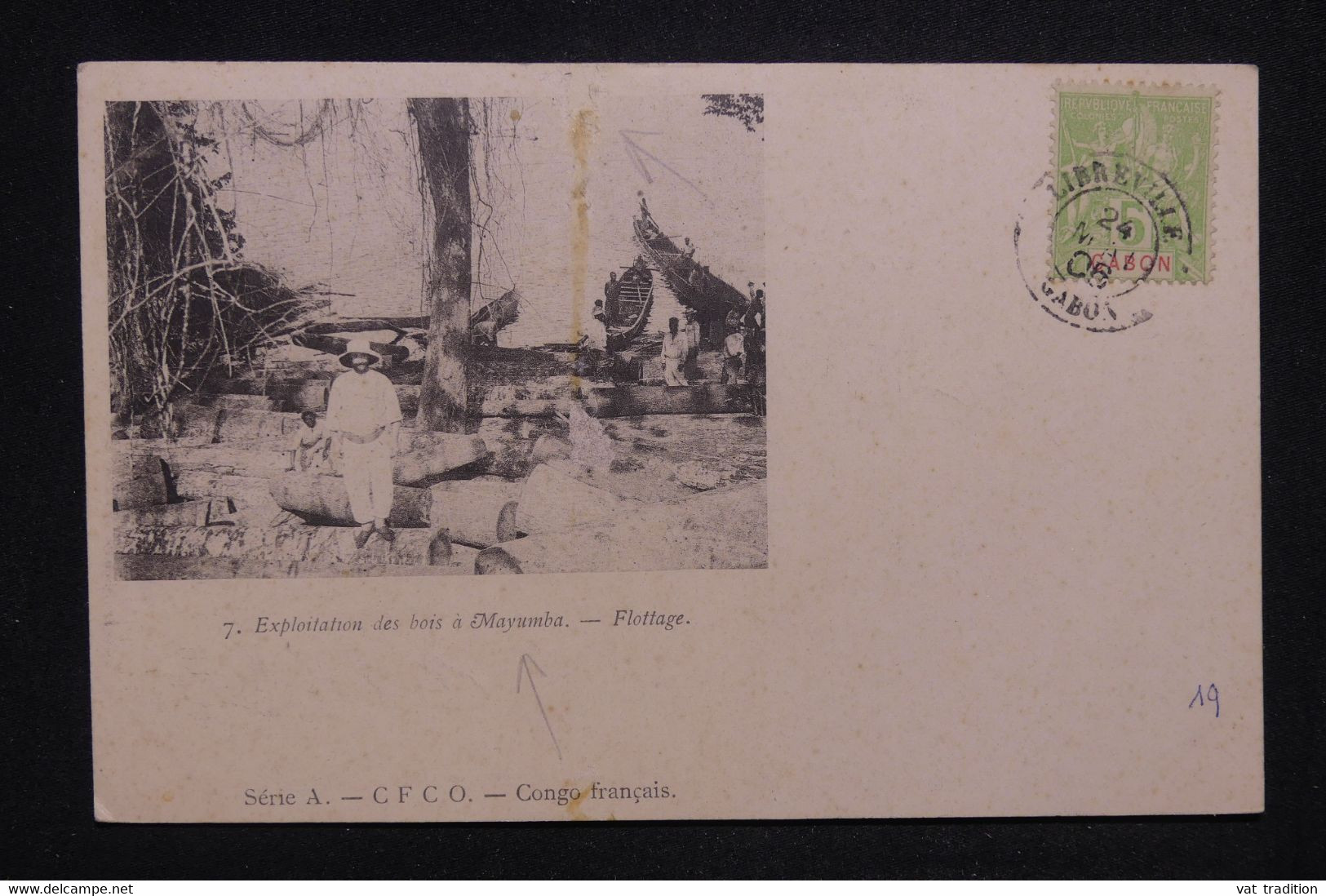 GABON - Type Groupe De Libreville Sur Carte Postale (Exploitation De Bois à Mayumba) Pour Paris En 1906  - L 129794 - Briefe U. Dokumente