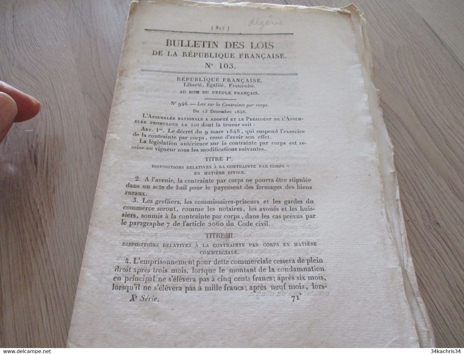 Colonies Algérie, Martinique, Sénégal.... lot 13 bulletins de lois dans le thème 1823  1848
