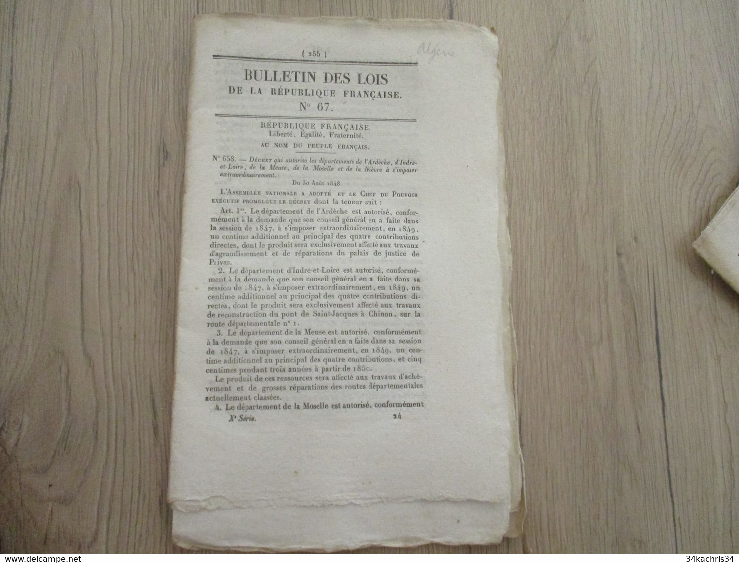 Colonies Algérie, Martinique, Sénégal.... lot 13 bulletins de lois dans le thème 1823  1848