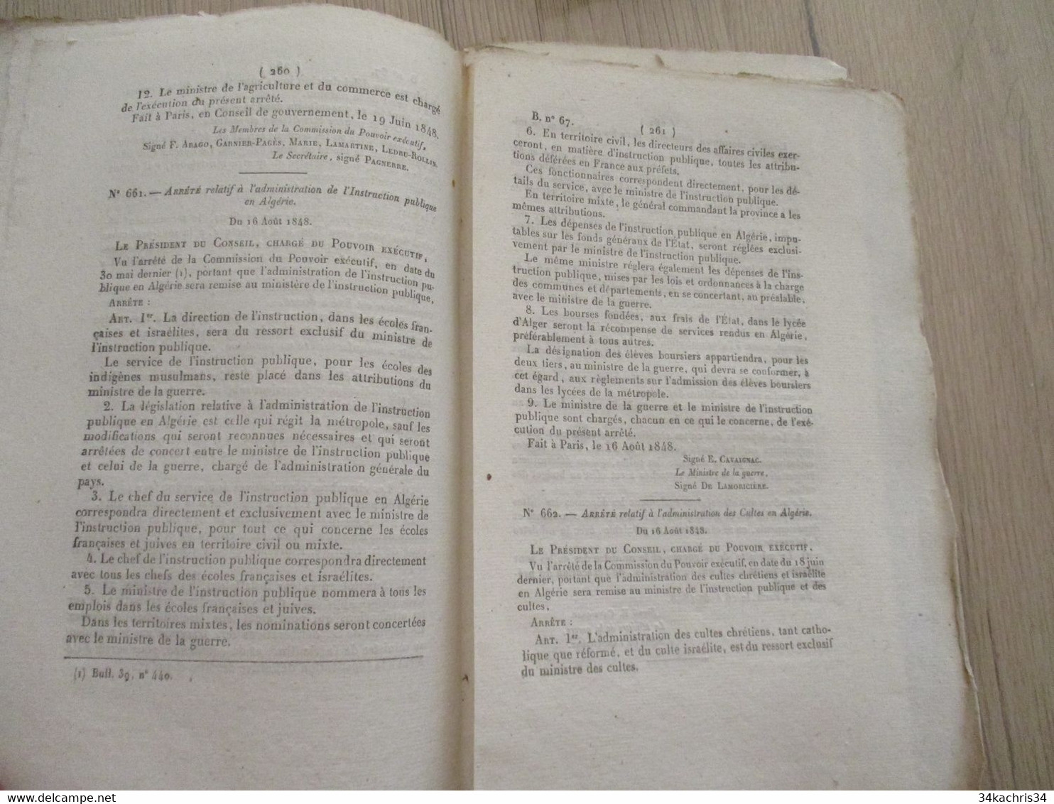 Colonies Algérie, Martinique, Sénégal.... lot 13 bulletins de lois dans le thème 1823  1848