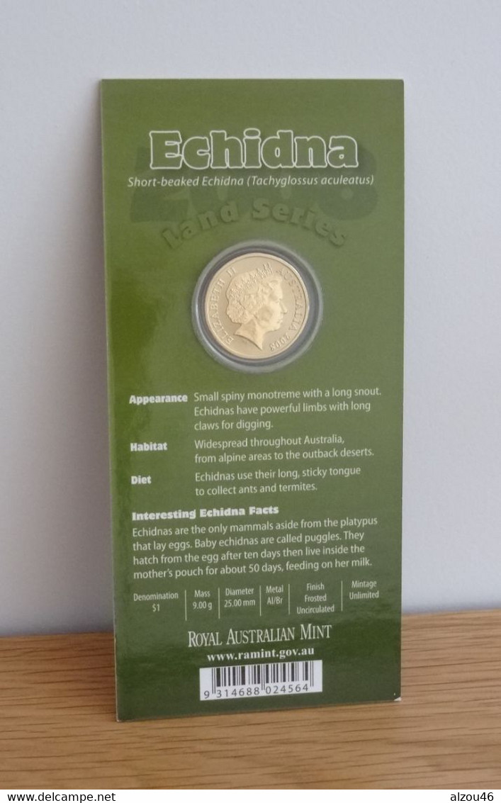 Coincard 1 Dollar Echidna, Echidné, 2009, Royal Australian Mint, Australie - Dollar