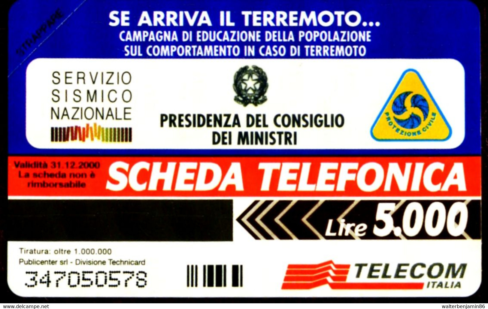 G 895 C&C 2963 SCHEDA TELEFONICA NUOVA MAGNETIZZATA DOPO IL TERREMOTO - Errori & Varietà